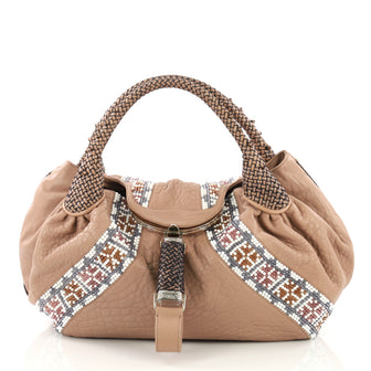 Fendi Spy Bag Beaded Leather Neutral 3896914