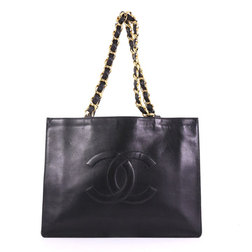Chanel Vintage CC Chain Tote Lambskin XL Black 3896946