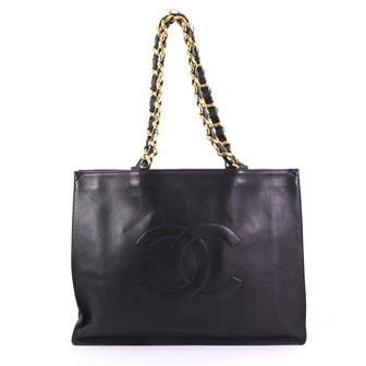 Chanel Vintage CC Chain Tote Lambskin XL Black 3896947