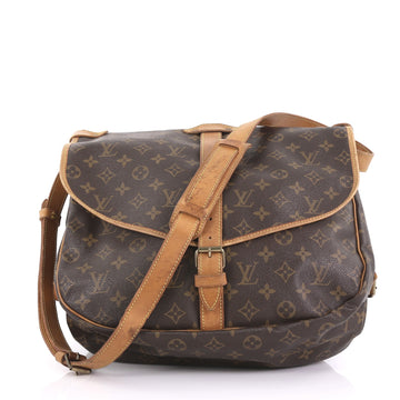 Louis Vuitton Saumur Handbag Monogram Canvas MM Brown 3896972
