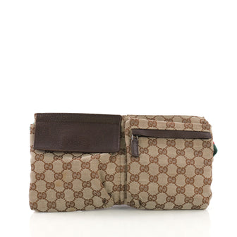 Gucci Vintage Double Belt Bag GG Canvas Brown 3896978