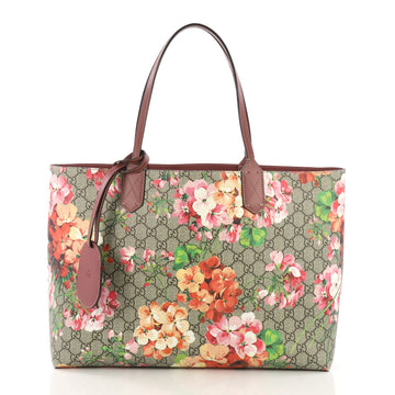 Gucci Reversible Tote Blooms GG Print Leather Medium Pink 389824