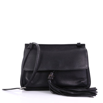 Gucci Bamboo Daily Flap Bag Leather Black 389852