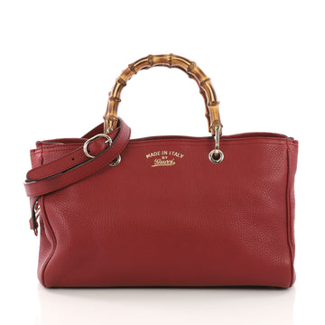 Gucci Bamboo Shopper Tote Leather Medium Red 389854
