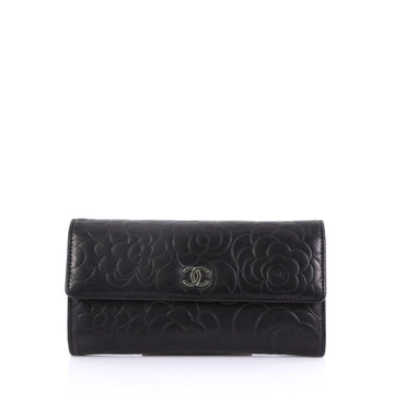  Chanel Model: CC Gusset Flap Wallet Camellia Lambskin Long Black 39015/1