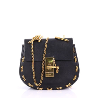 Chloe Drew Crossbody Bag Chain Embellished Leather Mini 390231