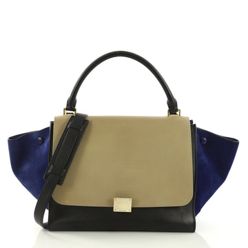 Celine Tricolor Trapeze Handbag Leather Medium Blue 390261