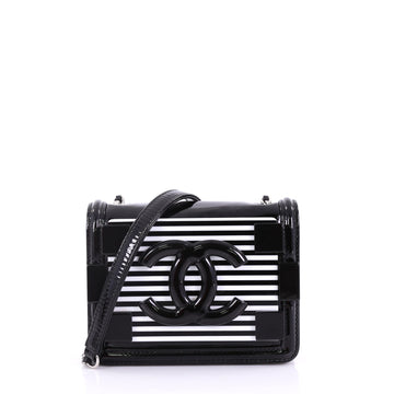 Chanel Boy Brick Flap Bag Striped Patent and Plexiglass Mini 390282