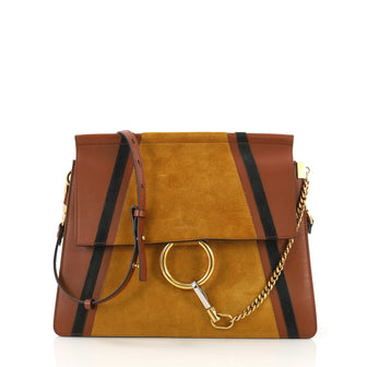 Chloe Faye Patchwork Shoulder Bag Suede and Leather 390441