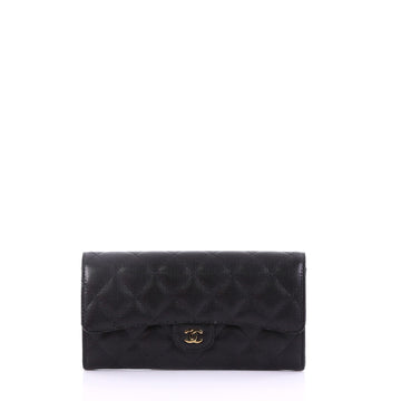 Chanel CC Gusset Classic Flap Wallet Pixel Effect Quilted Calfskin Long 390681