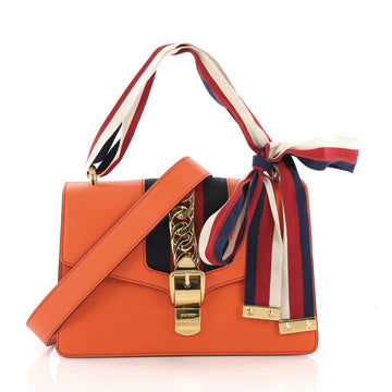 Gucci Sylvie Shoulder Bag Leather Small Orange 390721