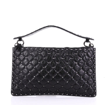 Valentino Rockstud Spike Clutch Quilted Leather Black 3907418
