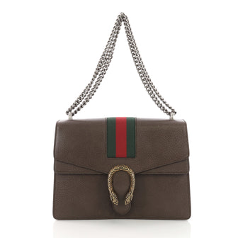 Gucci Web Dionysus Handbag Leather Medium Brown 390743