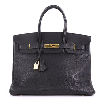 Hermes Birkin Handbag Black Togo with Gold Hardware 35 390749