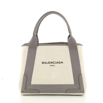Balenciaga Navy Cabas Canvas with Leather Small Neutral 390751