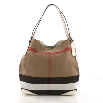 Burberry Maidstone Tote House Check Canvas Medium Brown 390762