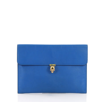 Alexander McQueen Skull Envelope Clutch Leather Blue 390861