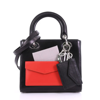 Christian Dior Lady Dior Pockets Handbag Leather Medium 390863