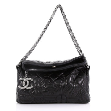 Chanel Model: Paris-Moscow Square Flap Bag Embossed Quilted Lambskin Small Black 39094/1