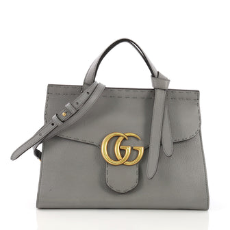 Gucci GG Marmont Top Handle Bag Leather Small Gray 3910819