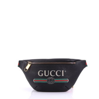 Gucci Logo Belt Bag Printed Leather Small Black 391081