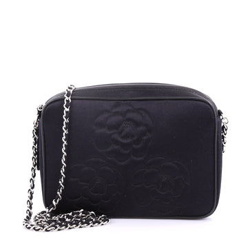 Chanel Model: Vintage Camellia Chain Camera Bag Satin Small Black 39108/26