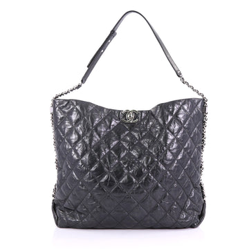 Chanel Model: Big Bang Hobo Quilted Metallic Aged Calfskin Large Black 39108/29