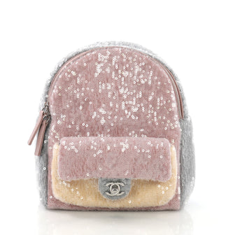  Chanel Model: Waterfall Backpack Sequins with Leather Mini Puprle 39108/32