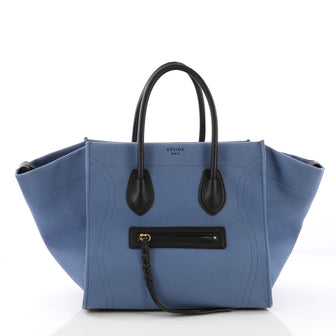 Celine Phantom Handbag Canvas Medium Blue 391087