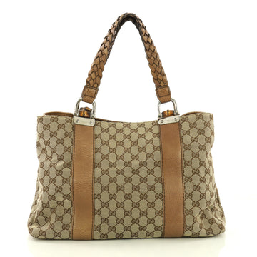Gucci Bamboo Bar Tote GG Canvas Medium Brown 391099