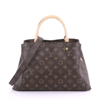 Louis Vuitton Montaigne Handbag Monogram Canvas MM Brown 391121