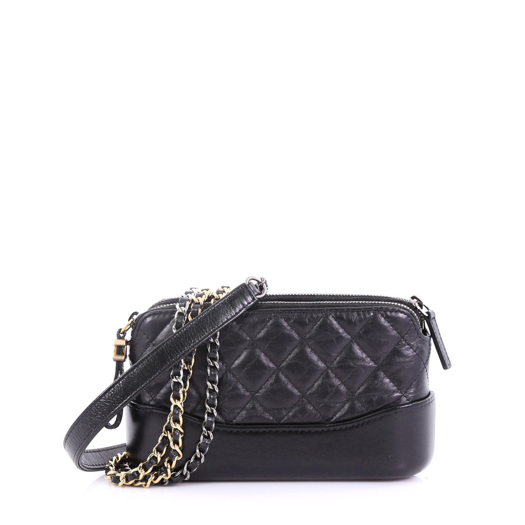 Chanel Gabrielle Double Zip Clutch with Chain Quilted Aged