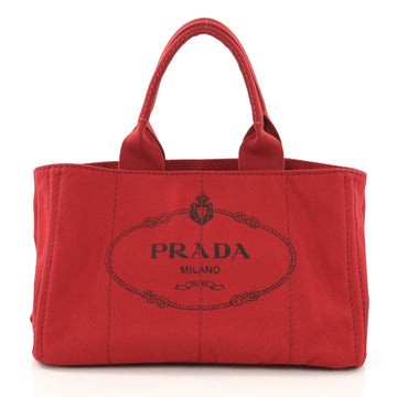 Prada Canapa Tote Canvas Medium Red