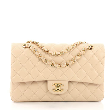 Chanel Classic Double Flap Bag Quilted Lambskin Medium Neutral 391185