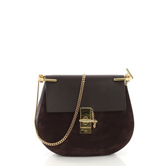 Chloe Drew Crossbody Bag Leather and Suede Small Purple 391191