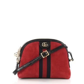 Gucci Ophidia Dome Shoulder Bag Suede Small Red 391321