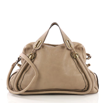 Chloe Paraty Top Handle Bag Leather Large Brown 391361