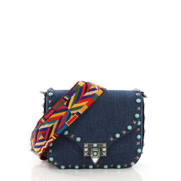 Valentino Rolling Rockstud Crossbody Bag Denim with 391371