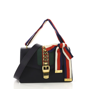 Gucci Sylvie Shoulder Bag Leather Small Blue 3913818