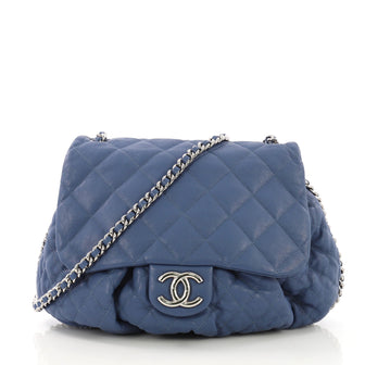 Chanel Chain Around Flap Bag Quilted Leather Large Blue 3913823