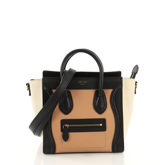 Celine Tricolor Luggage Handbag Leather Nano Pink 391383