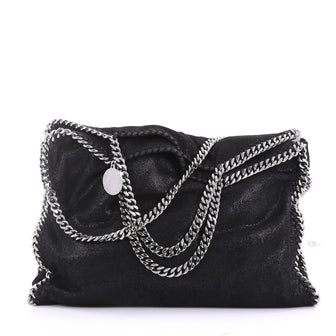 Stella McCartney Falabella Fold Over Bag Shaggy Deer Black 391387