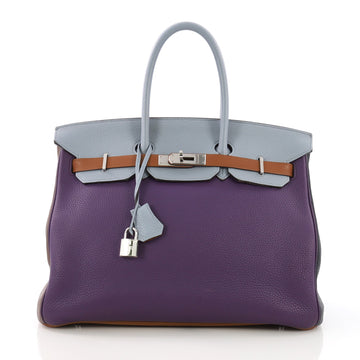 Hermes Birkin Handbag Arlequin Clemence 35 Purple 391481