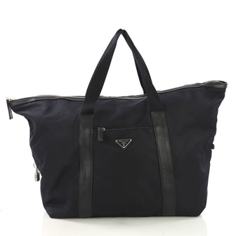 Prada Weekend Duffle Bag Tessuto with Saffiano Large Blue 3914912