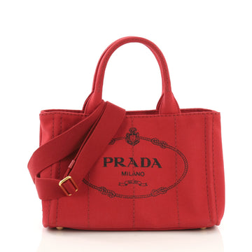 Prada Canapa Convertible Tote Canvas Mini Red 3914926