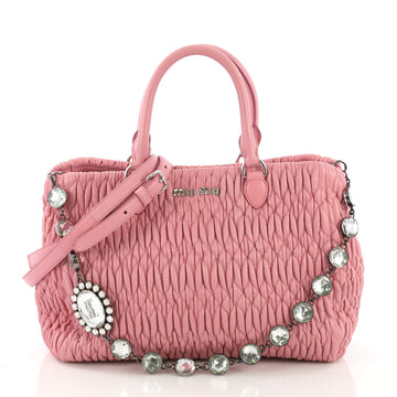 Miu Miu Crystal Convertible Tote Matelasse Leather Medium Pink