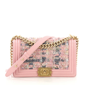 Chanel Boy Flap Bag Tweed and Leather Old Medium Pink 3914949