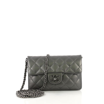 Chanel CC Chain Zip Flap Bag Quilted Calfskin Mini Gray 391494