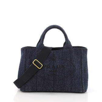 Prada Canapa Convertible Tote Denim Mini Blue 3914951