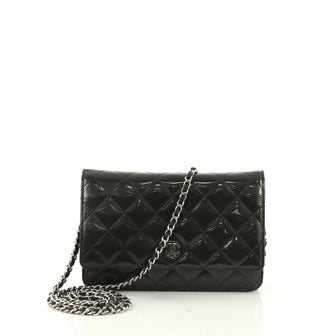 Chanel Wallet on Chain Quilted Striated Metallic Patent Green 3914955